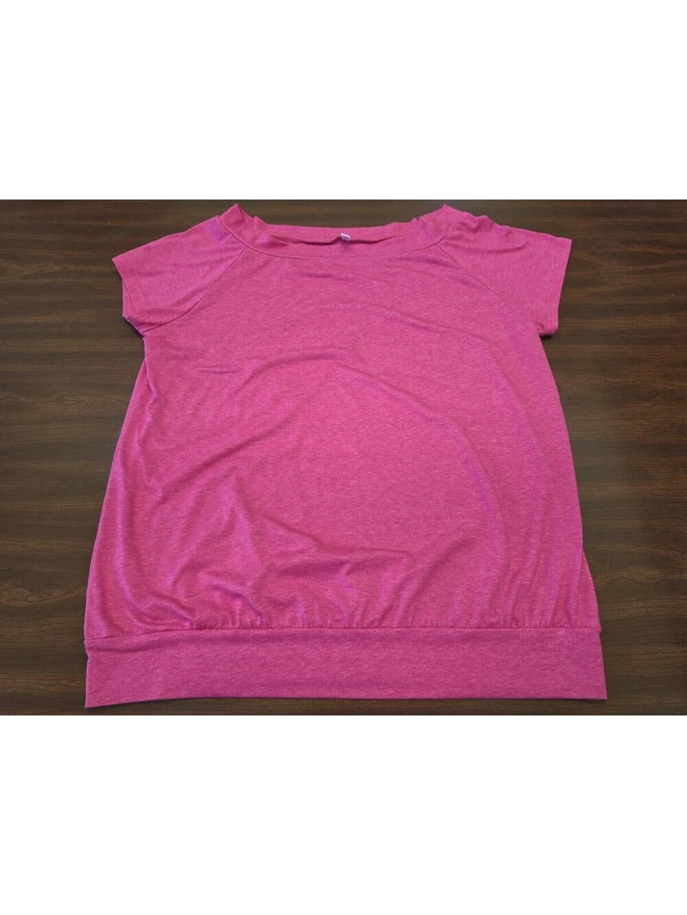 Halife Womens XL Hot Pink Heather Knit Tunic Top Short Sleeve Y2K Barbiecore